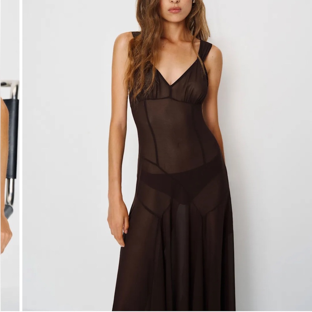 Reformation Narcissa sheer dress sz 8 BRAND NEW - Picture 6 of 7